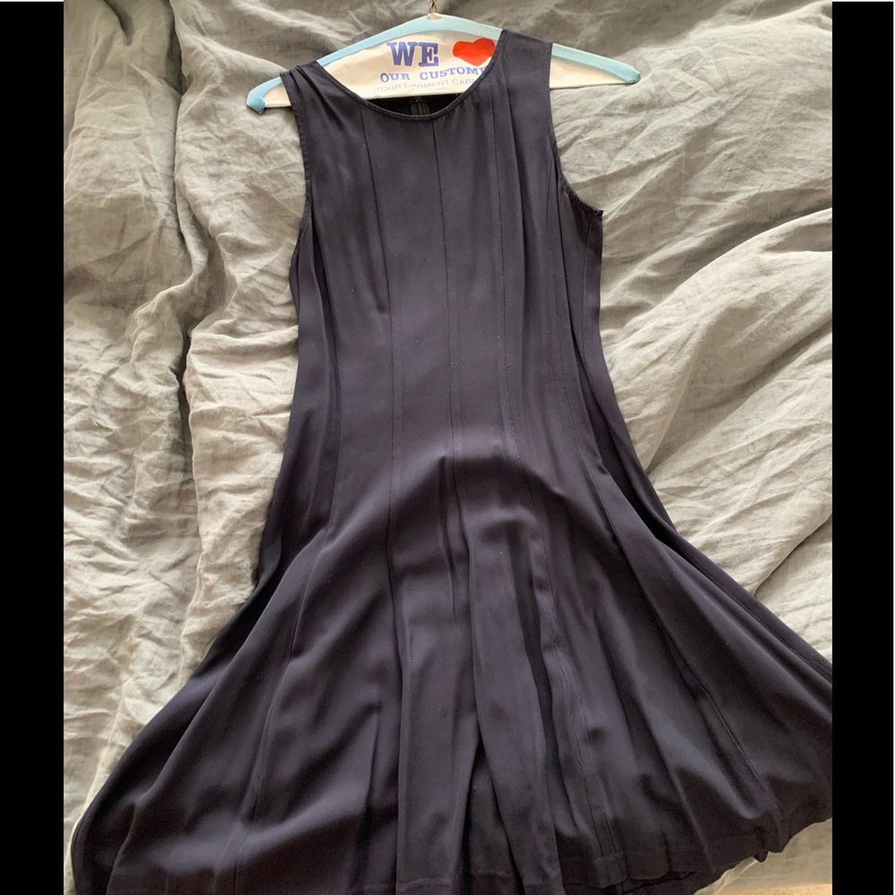 Theory navy pleated dress